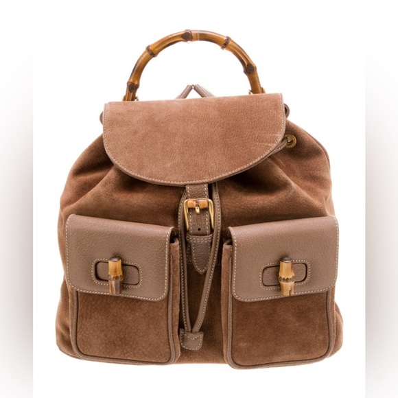 Gucci Bamboo Suede Backpack - Picture 1 of 17